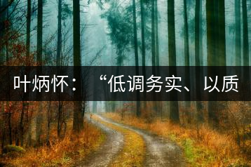 葉炳懷:“低調務實、以質取勝”