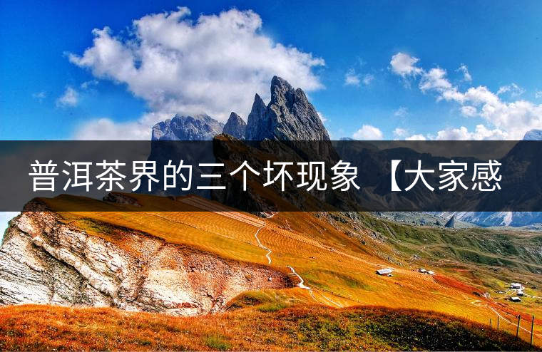 普洱茶界的三個壞現象 【大家感受下】