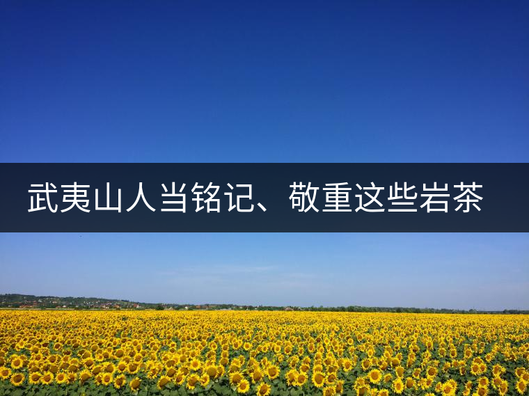 武夷山人當(dāng)銘記、敬重這些巖茶功臣 武夷山人當(dāng)銘記、敬重這些巖茶功臣