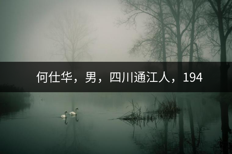 　　何仕華，男，四川通江人，1942年7月生，高級工程師、副研究員，曾任云南省高級工程師高評委委員，云南省老科協茶葉分會副會長，云南省普洱茶葉協會技術委員會副主任，云南省普洱茶研究中心研究員，獲覺農勛章獎、老茶人貢獻獎，全國弘揚茶文化突出貢獻獎。